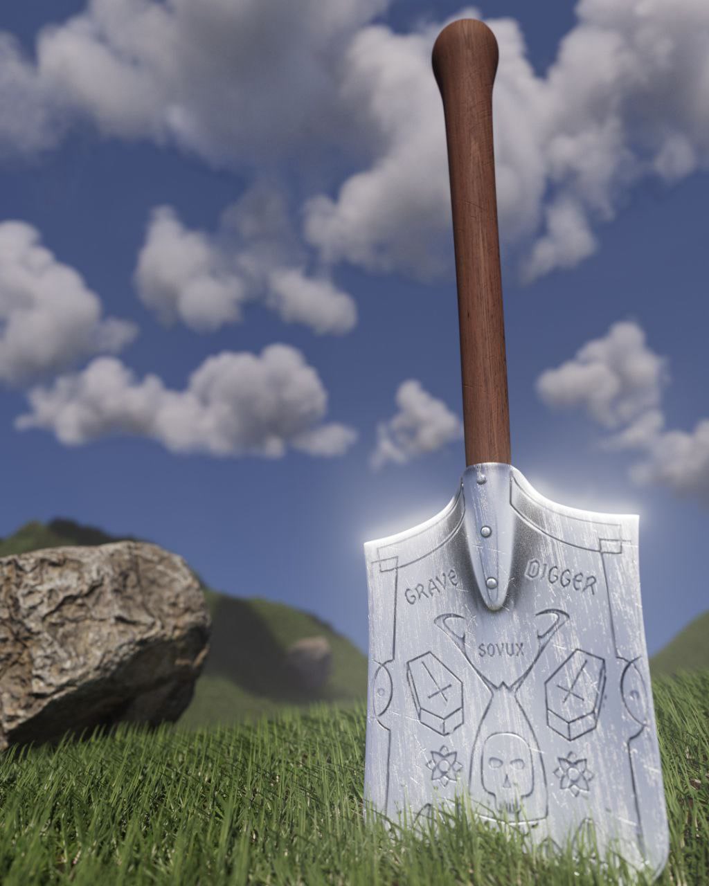sovux — 3D Concept Art & Modeling: Grave Digger — lopata main (#1)